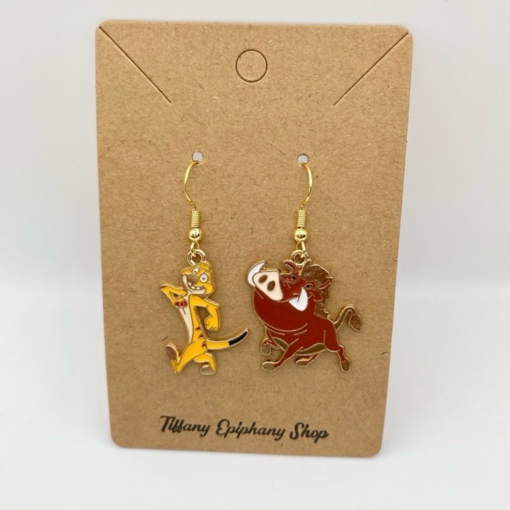 Disney inspired Timon and Pumba earrings NWT handmade